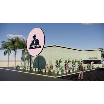  Immersive Architecture in Riyadh, a pop-up design by Studio Königshausen. The Riyadh pop-up for Joe and the Juice embodies the brand's essence with Miami-inspired aesthetics. Our standout feature is a lifeguard tower, combining black and pink hues for a true beach feel.